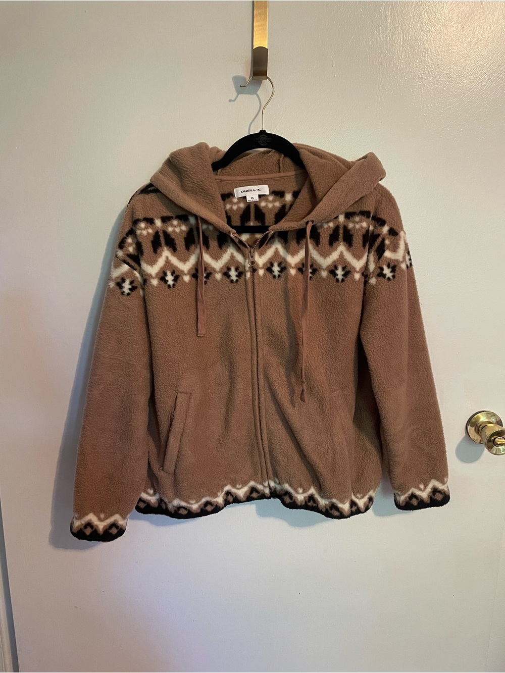O'Neill Tan, Brown & Cream Fleece Half-Zip Pullover xs